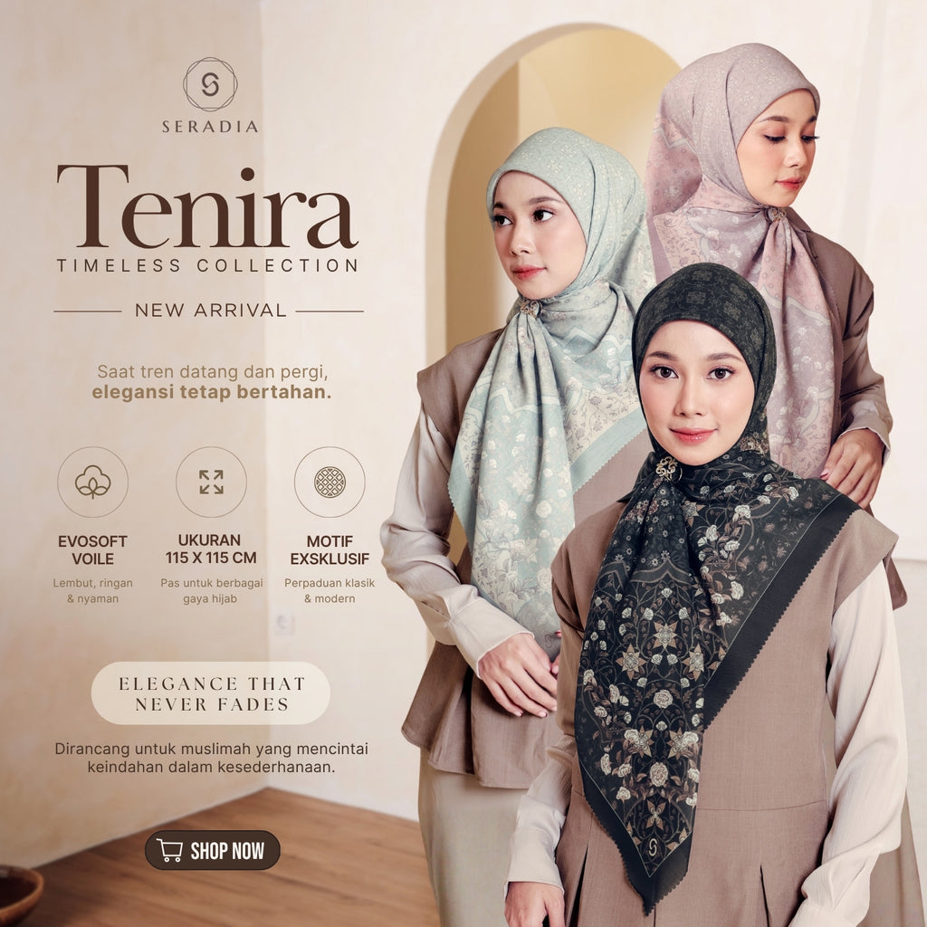 Seradia Hijab - Segi Empat Motif Tenira- Timeless Collection
