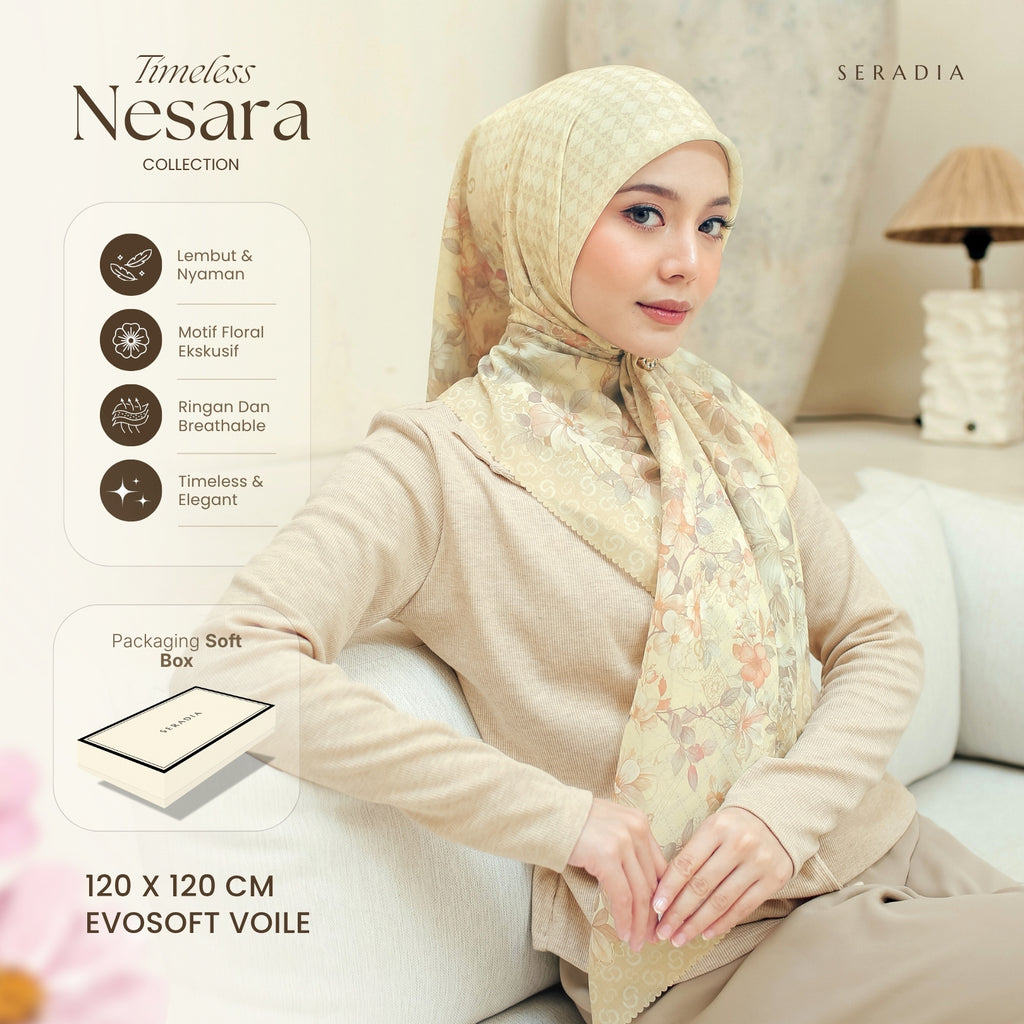 Seradia Hijab - Segi Empat Motif Nesara - Timeless Collection